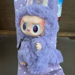 Custom handmade Lavender purple Labubu Zimomo keychain bag charm